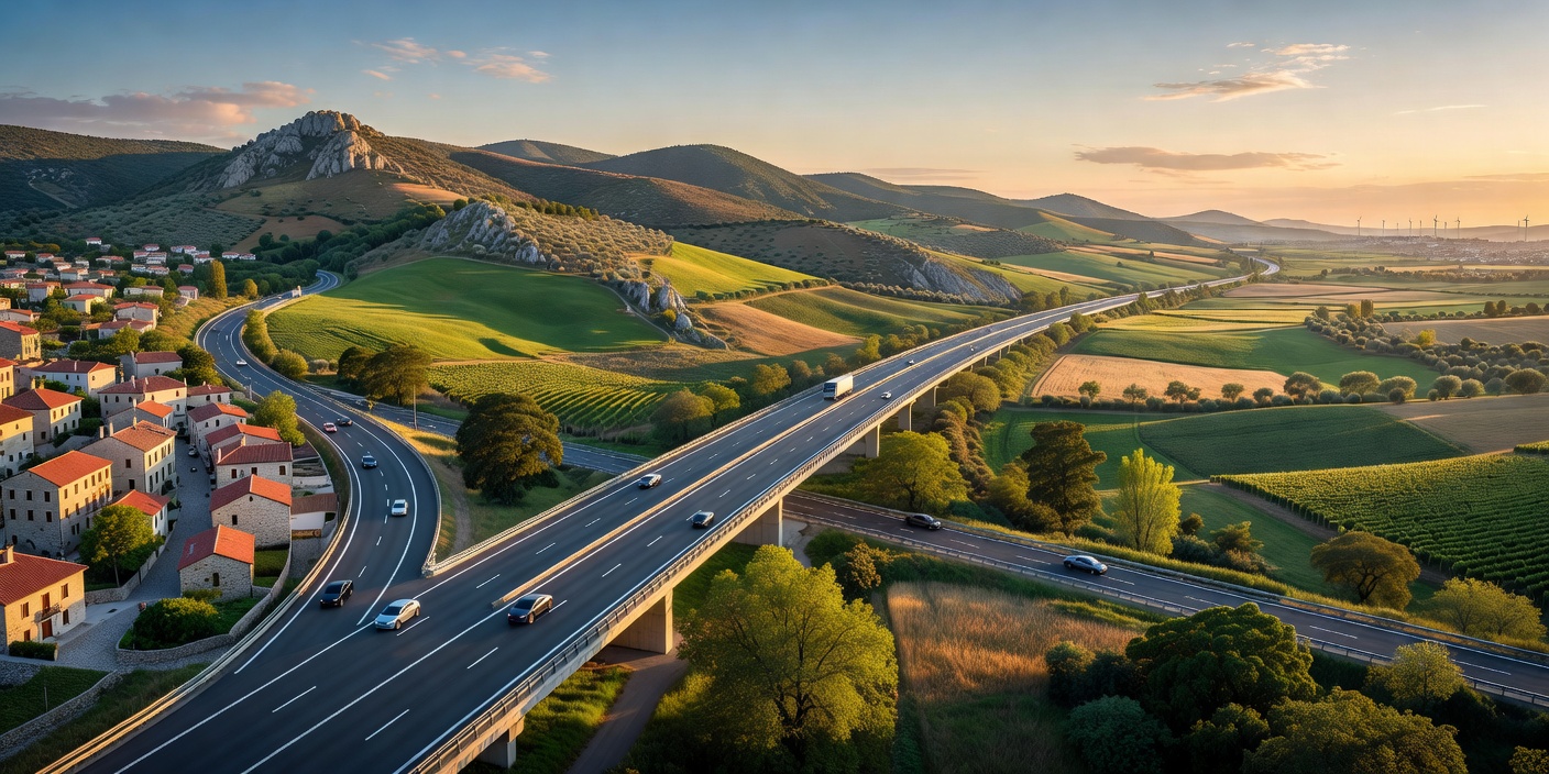 Seamless transition of a modern highway passing through a European border region